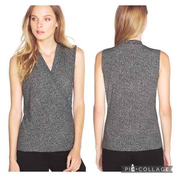 Whbm Printed Surplice Shell Sleeveless Top - Picture 1 of 5